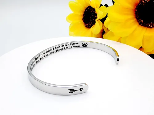 Vista 212 de Pulseras inspiradoras para mujer, joyería de acero inoxidable, con refranes, pulsera motivacional con mensaje oculto, pulseras grabadas para mejor