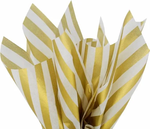 Vista 11 de PMLAND Papel de seda de alta calidad para envolver regalos, color negro metálico dorado con rayas zigzag, 20 x 14 pulgadas, 60 hojas