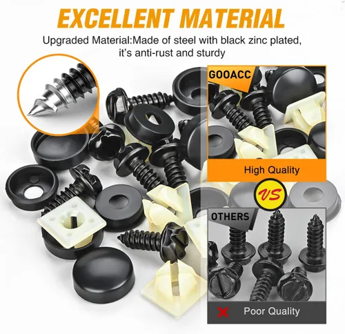 Vista 18 de GOOACC Juego de tornillos para placa de matrícula, tornillos de acero inoxidable con tuercas de nylon para sujetar placas de matrícula delanteras