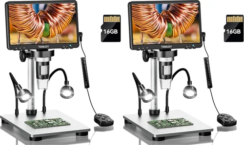Vista 10 de TOMLOV Microscopio Digital DM9B de 7": Microscopio Lupa para Monedas 1080P 1200X, Microscopios de Soldadura LCD con Enfoque Ultra-Preciso de 12MP