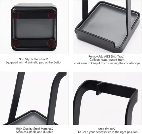 Vista 8 de vocheer Soporte para tapa de olla, organizador de cocina de acero inoxidable, soporte para cucharas, soporte de tapa para utensilios de cocina