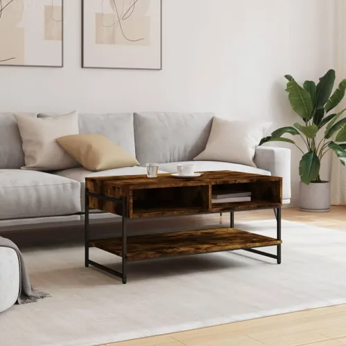Vista 3 de Coffee Table Smoked Oak 35.4"x19.7"x17.7" Engineered Wood Mesas Para Sala Side Tables Living Room Mesa De Centro Para Sala Mesas De Centro Para Sala