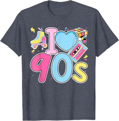 Vista 87 de I Love 90's Retro Style Nostalgia Vibe Funny 1990's Party T-Shirt Negro
