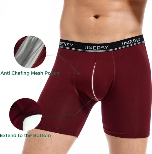 Vista 3 de INNERSY Calzoncillos tipo bóxer transpirables para hombre, bolsa de soporte, ropa interior elástica para entrenamiento, paquete de 4