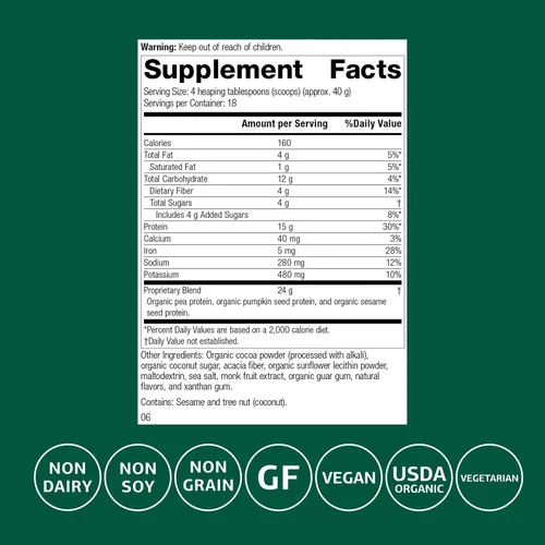 Vista 2 de Standard Process Veg-E Complete Pro - Proteína en polvo orgánica a base de plantas para construcción muscular y recuperación - Apoya el cabello
