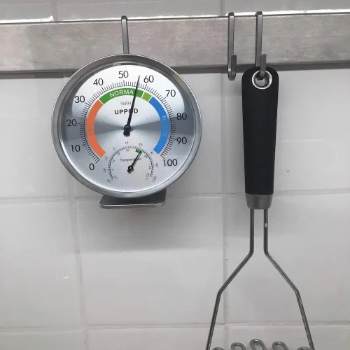 Vista 5 de 5" Higrómetro/Termómetro Interior Exterior, Indicador de Medidor de Humedad y Temperatura, Higrómetro Analógico Humidor (Versión en Inglés)