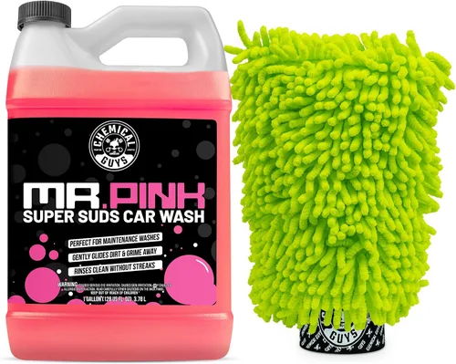 Vista 12 de Jabón de limpieza para automóvil de Chemical Guys, Mr. Pink, 16 oz Lifts road grime with a slick, high-gloss formula that rinses clean, gentle on