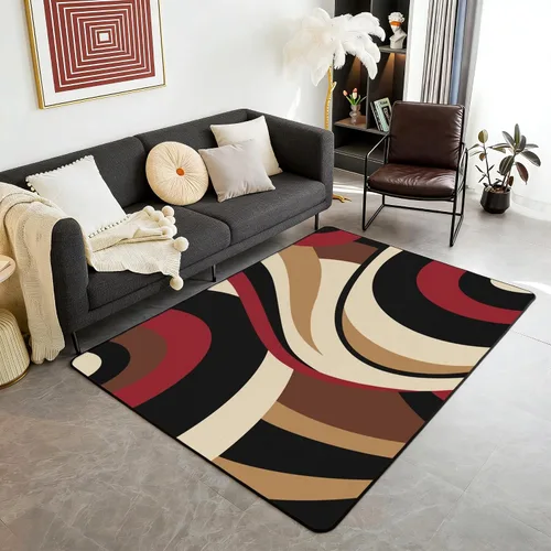 Vista 10 de Alfombra de área en espiral colorida de 3 x 5 pies, abstracta y moderna geométrica, decoración de remolinos, antideslizante, para hombres, mujeres