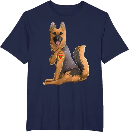 Vista 12 de Camiseta de perro con tatuaje de pastor alemán I Love Mom para el día de la madre, Negro, S