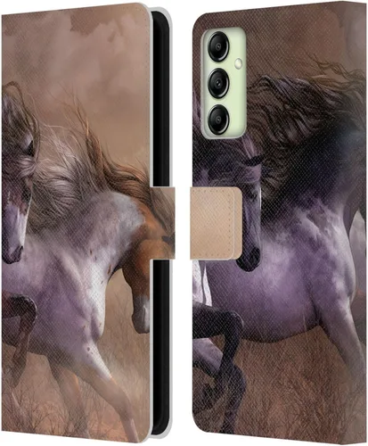 Vista 52 de Head Case Designs Officially Licensed Laurie Prindle A Morgan Christmas Western Stallion Leather Wallet Case Compatible with Samsung Galaxy A07 4G