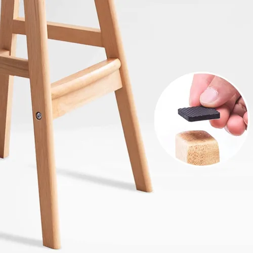 Vista 3 de Taburetes de bar de 31 pulgadas, taburetes de bar ergonómicos bien acolchados, patas de madera maciza, con reposapiés, silla de barra de esponja