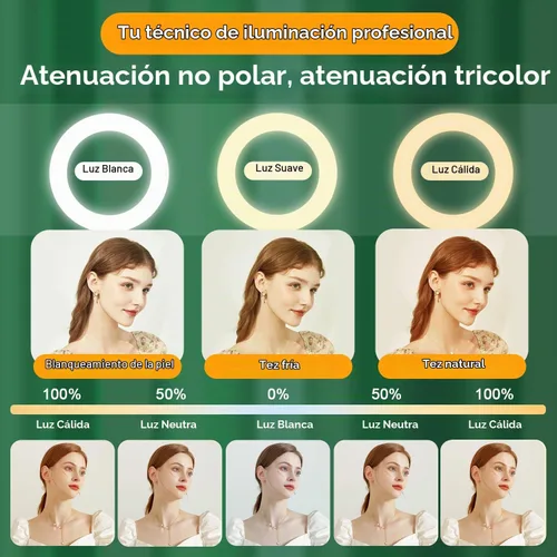 Vista 2 de Anillo de luz de 18 pulgadas con soporte de trípode, luz circular LED regulable de 58 W 5500 K para TikTok/Live Stream/Maquillaje/YouTube con bolsa