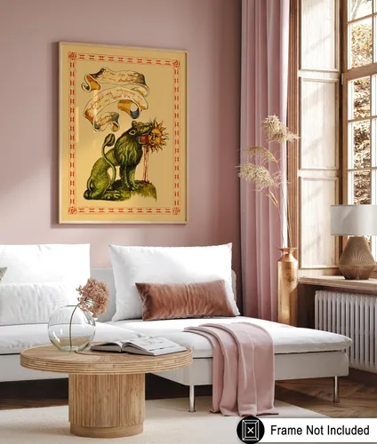 Vista 6 de Poster Master Póster vintage, estampado retro de león verde devorando el sol, arte hermético, arte de mitología, regalo para hombres y mujeres