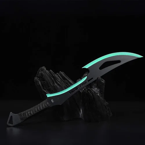Vista 2 de Espada Ninja de acero inoxidable con vaina, cuchillo táctico de artes marciales para exteriores Verde