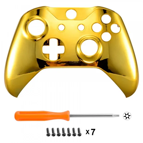 Vista 3 de eXtremeRate Chrome Gold Front Housing Shell Faceplate for Xbox One S & Xbox One X Controller - Controller NOT Included