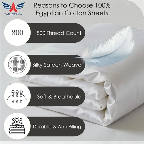 Vista 6 de Queen Percale Sheets Set – 100% Egyptian Long Staple Percal Cotton, 800 Thread Count, Oversized [60” x 80”] with 10” Deep Pockets, Soft, Crisp &