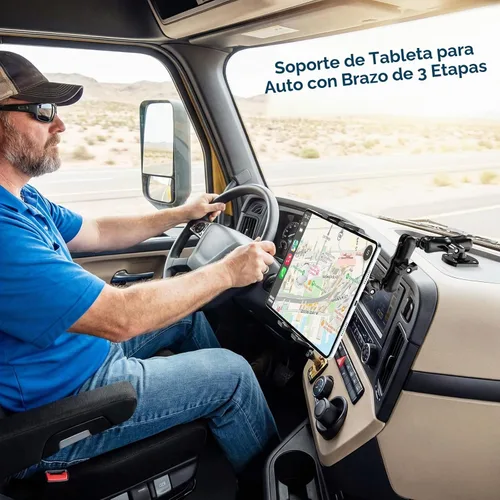 Vista 2 de OHLPRO Soporte de tableta con base de taladro resistente para coche y camión, soporte para tablero de instrumentos con brazo ajustable de 360 etapas