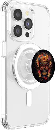 Vista 3 de Sugar Skull Floral, Día de los Muertos, Sugarskull PopSockets MagSafe PopGrip para iPhone