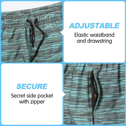 Vista 4 de Flytop Traje de baño para hombre de secado rápido con bolsillos con cremallera