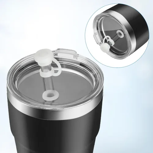 Vista 3 de 8 tapones de silicona a prueba de derrames compatibles con copas de popote YETI de 16/20/24/25/26/35 onzas, con tapón de silicona antifugas, tapas