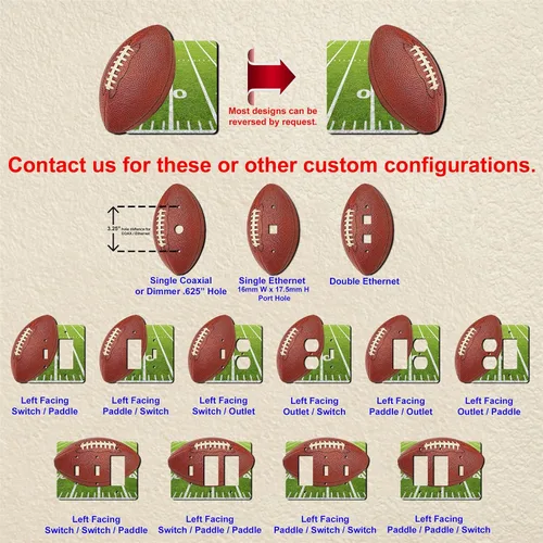 Vista 4 de Cubierta acrílica decorativa de fútbol americano - Interruptor de luz triple