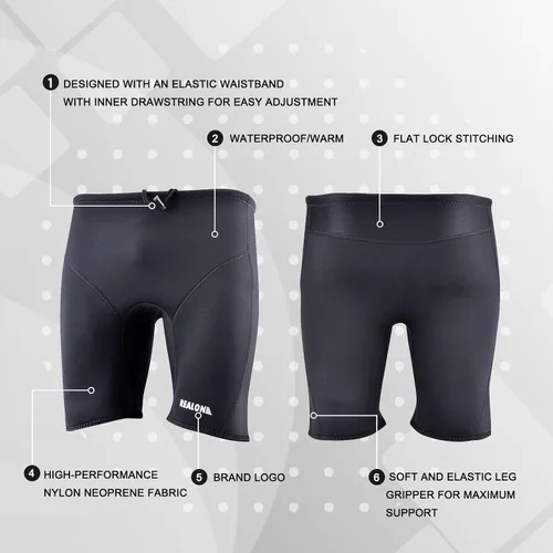 Vista 5 de REALON Wetsuit Shorts Neoprene Men 3mm Buoyancy Swim Pants Adult Women Sweat Wet Suit Trunks Jammers Keep Warm Water Sport Aerobics for Swimming