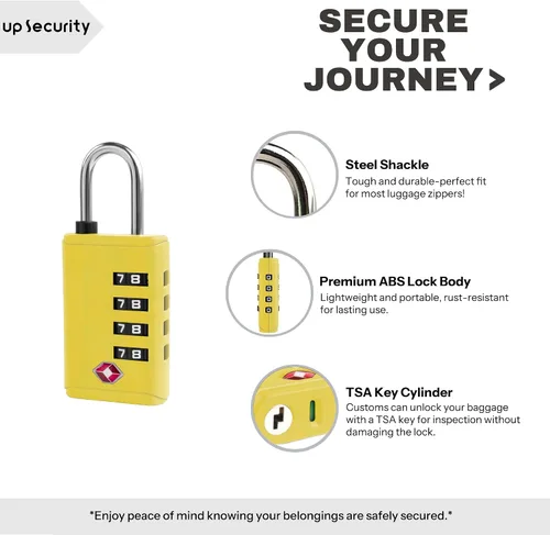 Vista 5 de Cerraduras de equipaje de viaje aprobadas por la TSA, candado de combinación con indicador de alerta abierto para accesorios de viaje, cerradura