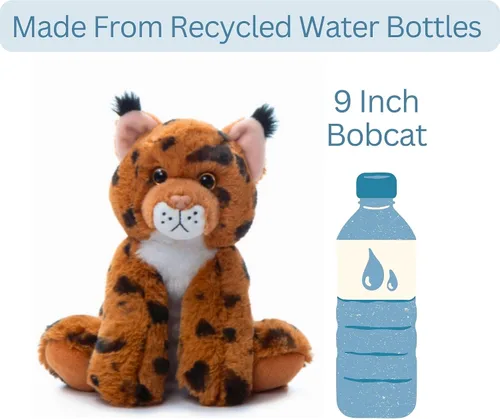 Vista 7 de The Petting Zoo Peluche Bobcat, regalos para niños, animales salvajes del zoológico Onez, juguete de peluche Bobcat de 9 pulgadas