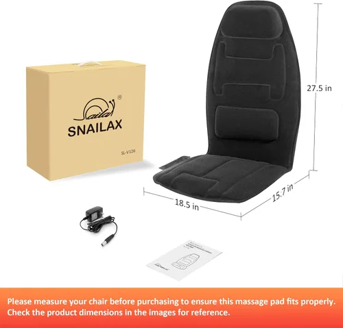 Vista 8 de Snailax Masajeador de espalda de vibración con calor, almohadilla para silla de masaje con espuma viscoelástica lumbar para el cuello, 10 motores