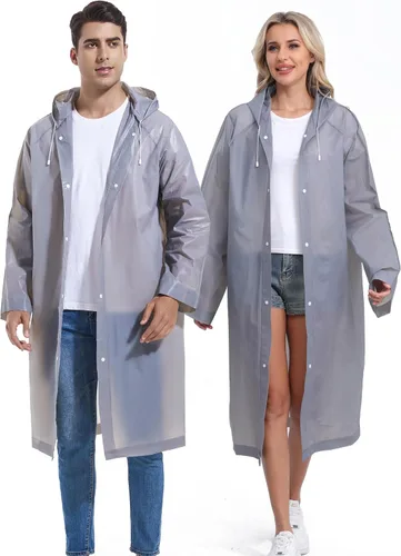 Vista 145 de 2 abrigos de lluvia de Borogo para adultos, chaquetas de lluvia reutilizables para hombres y mujeres