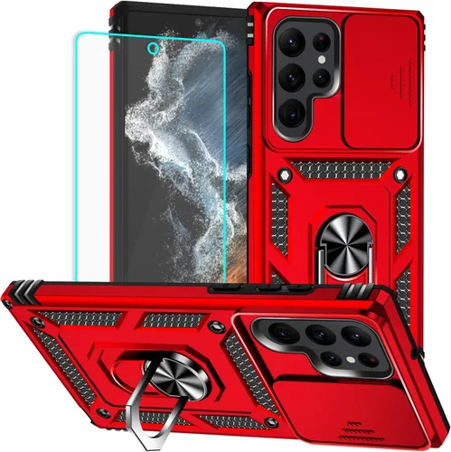 Vista 10 de Funda para Samsung Galaxy S22 Ultra con protector de pantalla: [grado militar de 20 pies a prueba de caídas] anillo a prueba de golpes para Samsung