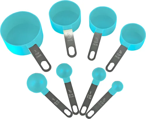 Vista 11 de Reston Lloyd 8 tazas y cucharas medidoras para ingredientes secos y líquidos, plástico de grado alimenticio con asas de acero inoxidable, color negro