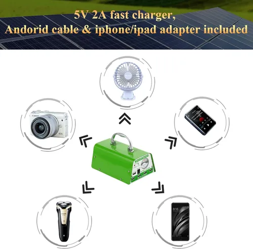 Vista 4 de Luces solares para interiores, 4 bombillas de luces solares para cobertizo con interruptor de encendido y apagado, kit de panel solar de 30W