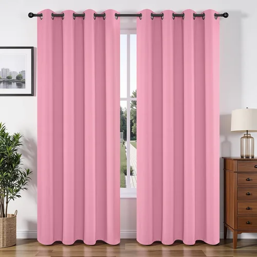 Vista 80 de Joydeco - Juego de 2 paneles de cortinas opacas de 63 pulgadas, 2 cortinas largas con aislamiento térmico burg, cortinas de oscurecimiento