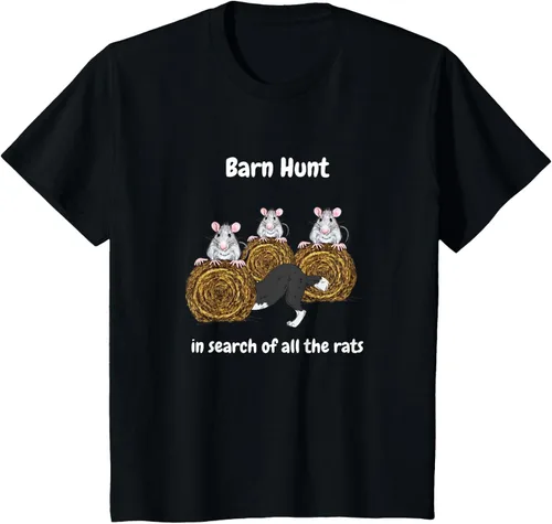 Vista 27 de Funny Barn Hunt - En busca de las ratas con Border Collie Camiseta, Negro