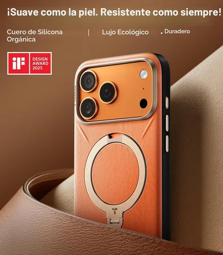 Vista 3 de TORRAS Q3 VegSkin - Funda de piel para iPhone 17 Pro Max, soporte magnético de 360 grados, compatible con MagSafe, control de cámara, a prueba