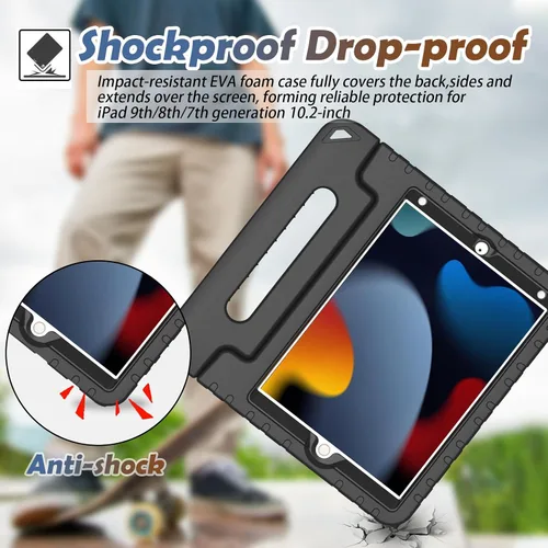 Vista 7 de LTROP Funda infantil para iPad de 9ª/8ª/7ª generación (2021/2020/2019), iPad 10.2 con protector de pantalla integrado, funda para niños con soporte