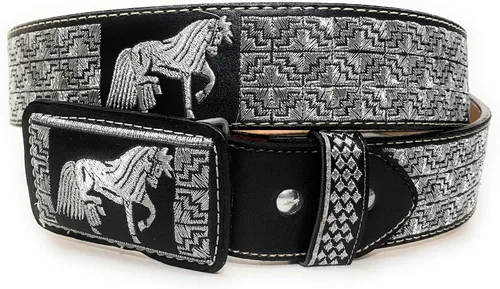 Vista 3 de CINTO CHARRO BORDADO. CINTO CHARRO BORDADO. CINTO VAQUERO PLATEADO
