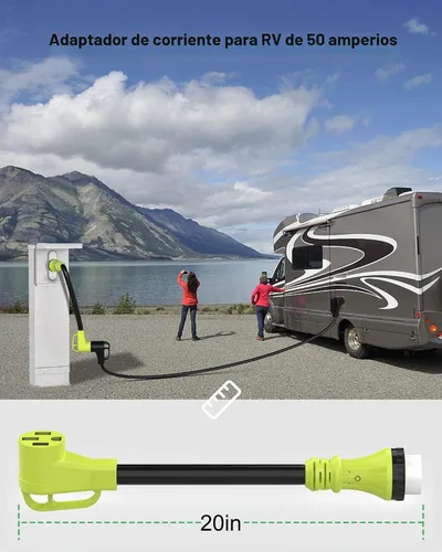 Vista 4 de Adaptador de bloqueo giratorio de 50 amperios con mango de agarre, adaptador NEMA SS2-50P macho a 14-50R hembra, adaptador de cable de alimentación