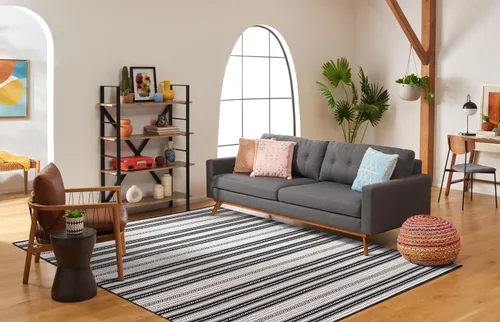 Vista 4 de SAFAVIEH Montauk Collection - Alfombra de pasillo de 9 pies, color negro y marfil, diseño bohemio, ideal para zonas de alto tráfico en pasillo, baño