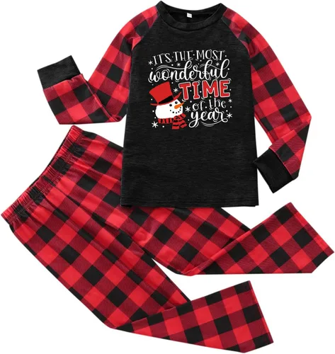 Vista 3 de Pijamas de Navidad para la familia, conjunto a juego de camisetas de manga larga y pantalones, camisones navideños con Feliz Navidad
