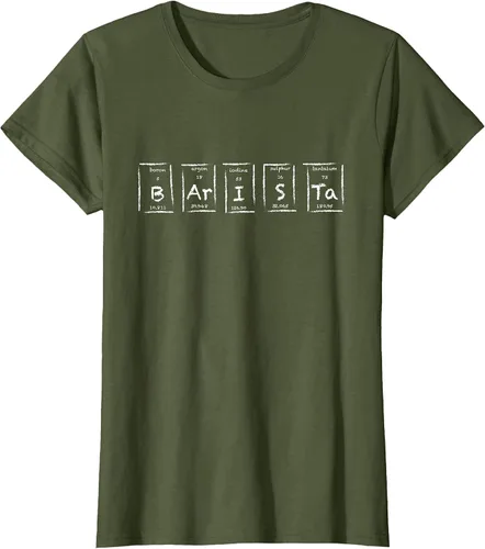 Vista 20 de Barista Espresso Latte Cappuccino Coffee Periodic Table T-Shirt Asphalt Grey
