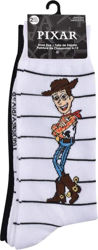Vista 3 de Disney Pixar Calcetines altos para hombre Dynamic Teams, blanconegro (paquete de 2), 10-13, BlancoNegro (paquete de 2)