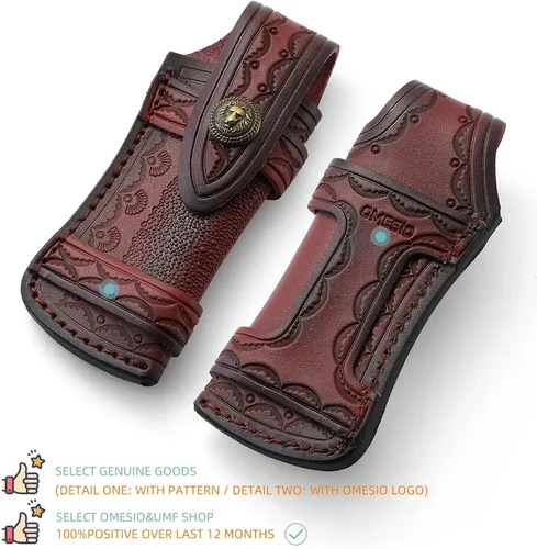 Vista 2 de Omesio Funda para cuchillo de bolsillo (M), funda plegable de 4.53 pulgadas para cuchillo plegable, funda de cuero para cuchillos, funda horizontal