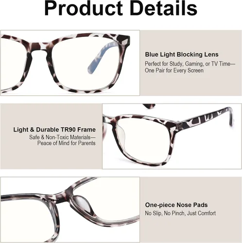 Vista 4 de AZorb 2Pack Gafas de Bloqueo de Luz Azul para Niños - TR90 Gafas de Pantalla de Computadora Irrompibles para Niños y Niñas