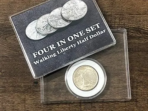 Vista 5 de SUMAG Cuatro en uno Walking Liberty Half Dollar Set Magic Tricks Coin Appear Vanish Magic for Magicians Accesorio Close up Ilusión Mentalismo Props