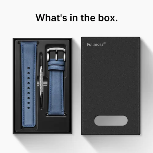 Vista 46 de Fullmosa Correa de reloj de liberación rápida de 0.866 in, 0.787 in y 0.709 in, bandas de cuero bruñido para Samsung Galaxy Watch/Garmin Watch