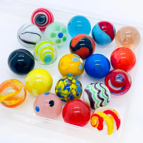 Vista 2 de 20 Canicas Vintage a granel para niños de 4-8-12 años, aficionado para juego de pista de canicas, juguete de canicas pequeño (16mm) (20 piezas)