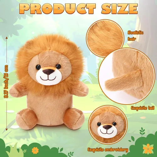 Vista 2 de Arrowbash 8 juguetes de peluche de leones de 9 pulgadas, a granel, regalo de fiesta de león, juguetes de peluche para niños y niñas, recuerdos