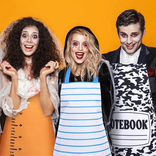 Vista 5 de 6 piezas de Halloween para profesores de papelería, delantal para adultos, grupo de Halloween, marcador de crayón de composición, cuaderno, delantal